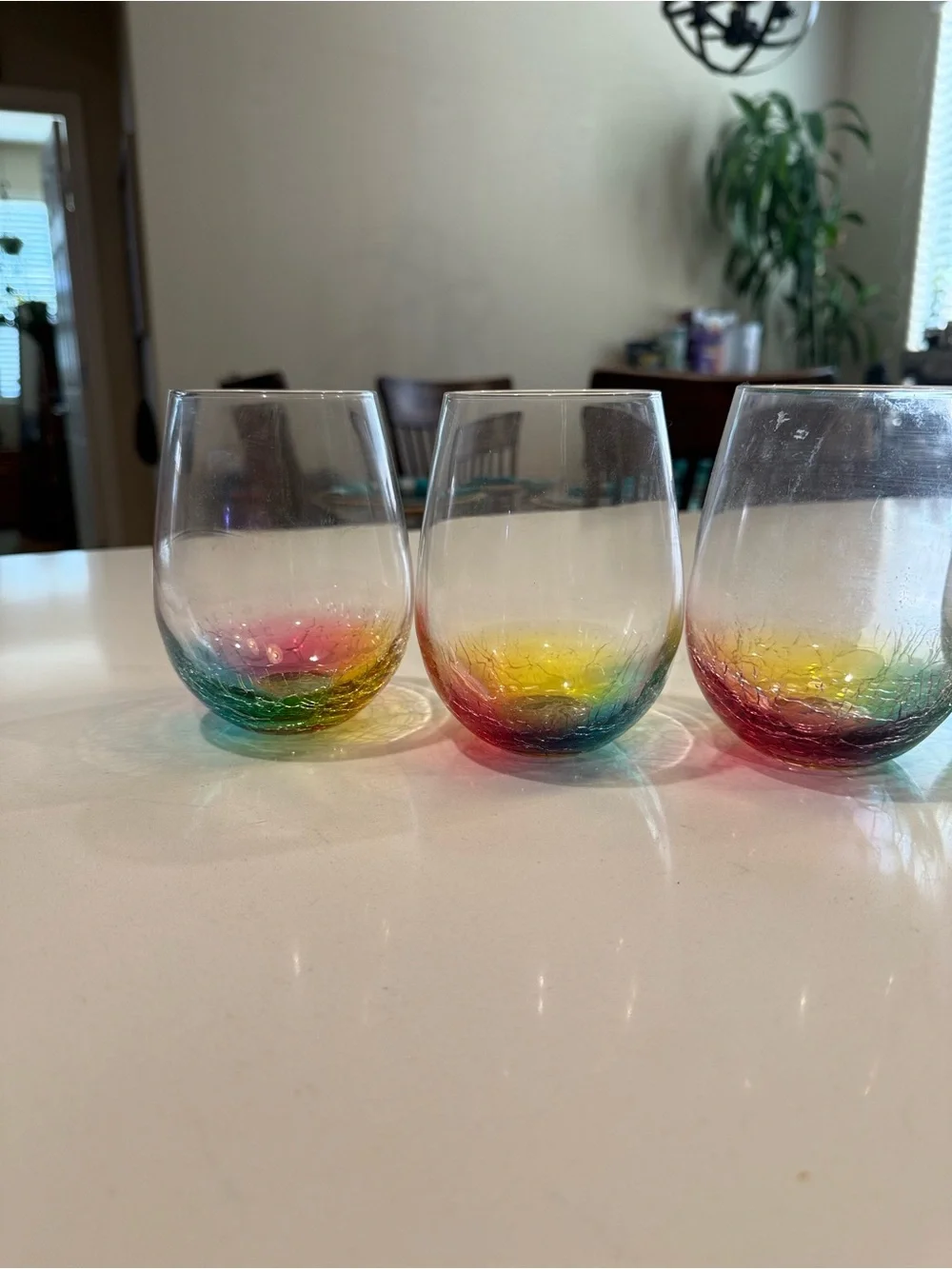 Set of 4 Rainbow Ombre Stemless Wine Glasses